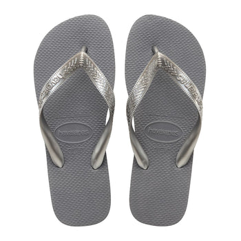 Ciabatte infradito grigie da donna con dettaglio laminato Havaianas Top Tiras, Brand, SKU p412000912, Immagine 0